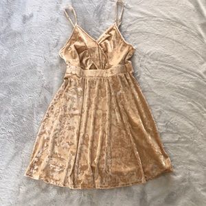BEIGE // strappy velvet dress